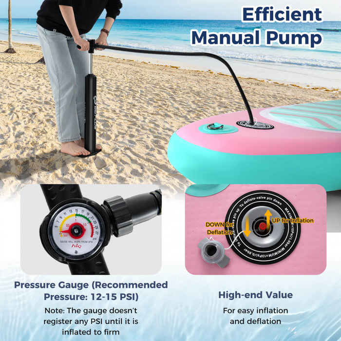 Goplus Small Inflatable Sup Board, Portable Paddle Board With 5d Rings Stand Up Paddle Board For Youth & Adult Light Pink