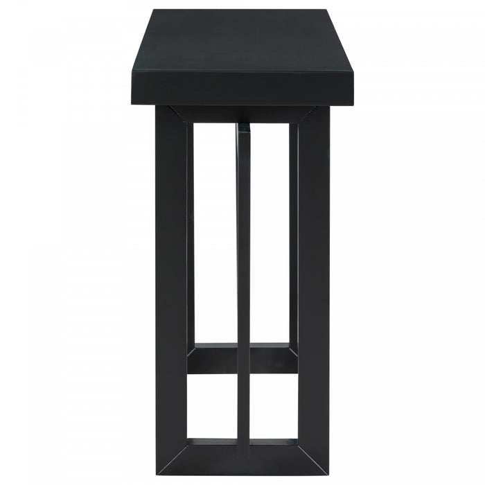 Ethan 59.1'' Triple Rectangle Design Painted Entryway Table with Pine Wood Legs,Black Sofa Table