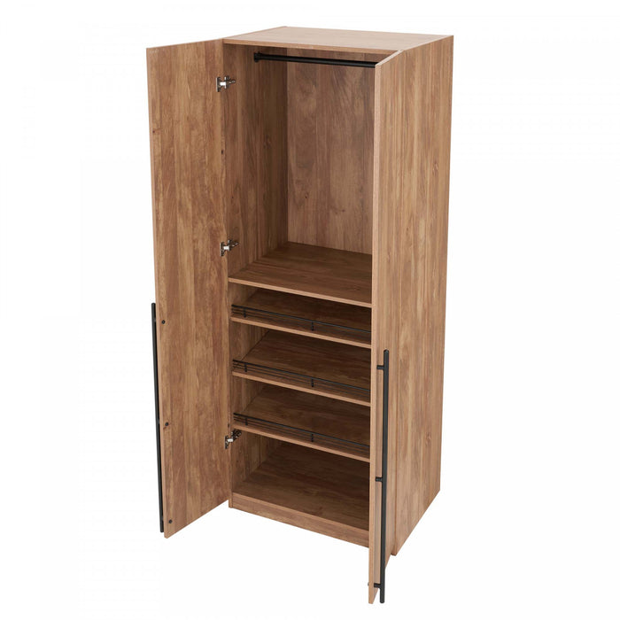 Lee Modern 32\" Wardrobe Closet in Golden Brown - Set of 2 Armoire