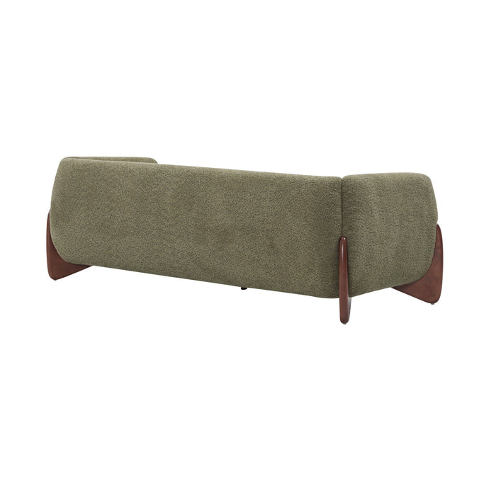 Harold 82.75\" Wood Boucle Sherpa 3-Seater Sofa,Olive Green Loveseat