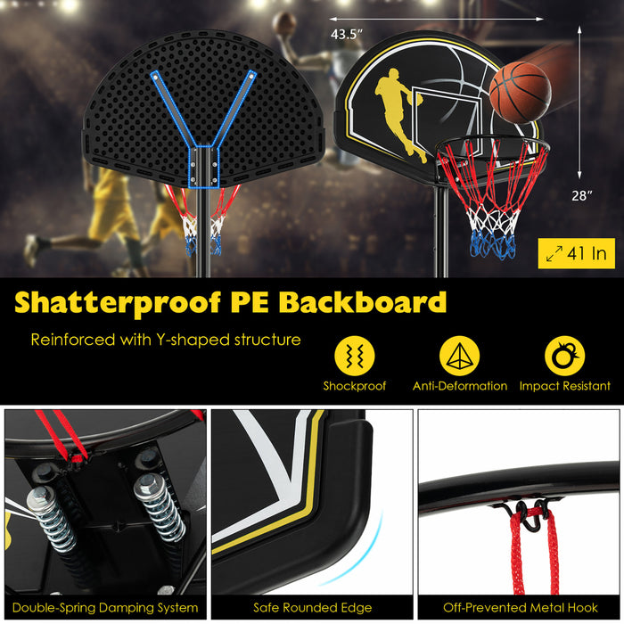 Costway 4.25-10ft Portable Adjustable Basketball Goal Hoop System With 2 Nets Fillable Base