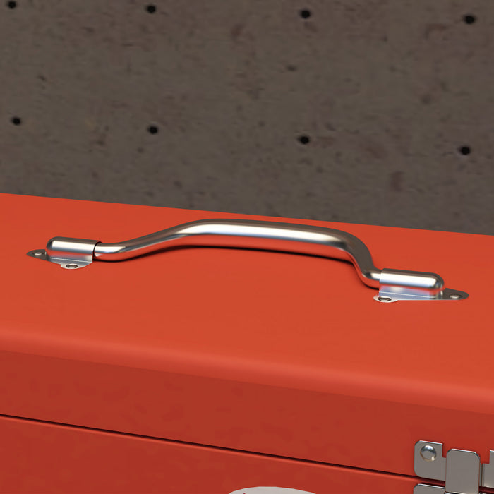 Durhand 3 Drawer Tool Box With Metal Latch Portable Tool Chest Red