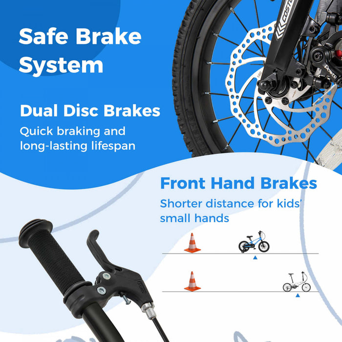 Costway 16\" Kid's Bike With Adjustable Handlebar & Saddle Dual Disc Brakes Black