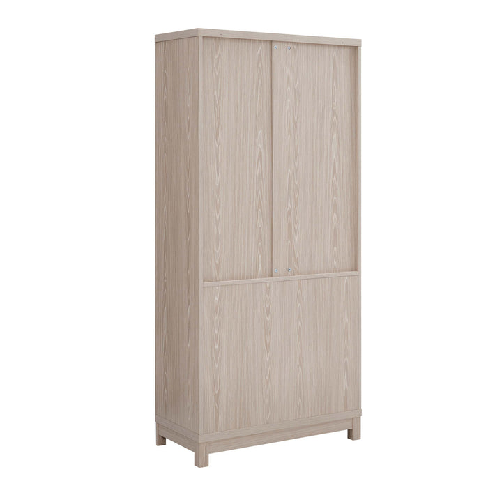 Jodie Mid-Century Modern 31\" Bookcase Cabinet in Whitewashed Oak (6-Shelf) - Set of 3