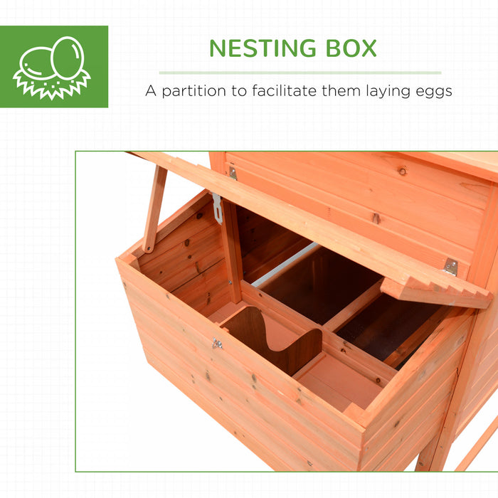 Pawhut 82\" Deluxe Wooden Chicken Coop Poultry Habitats Large Rabbit Hutch Hen House Outdoor Cage With Ventilation Window,run And Nesting Box