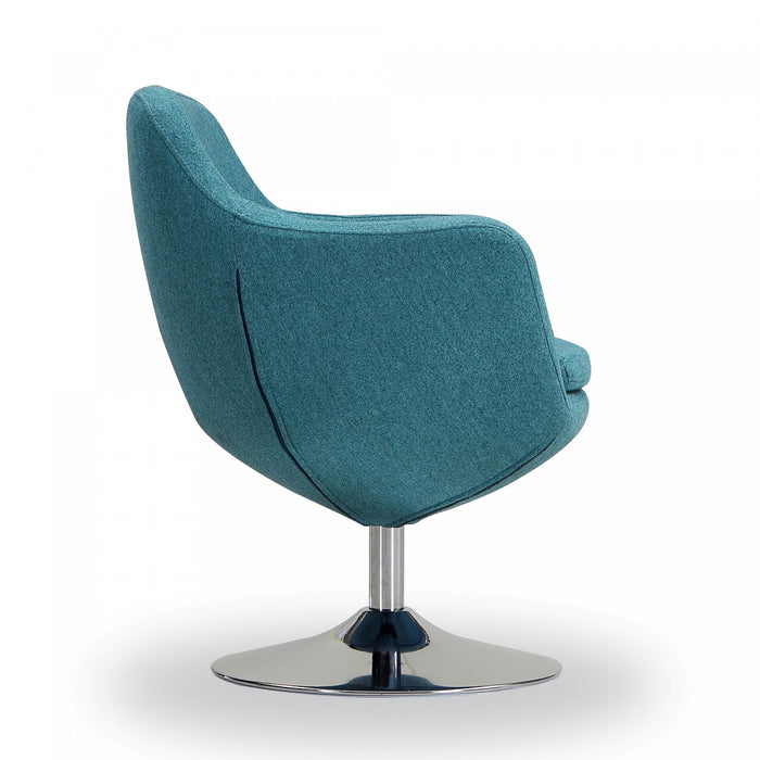 Caisson Modern Upholstered Swivel Lounge Chair in Teal - Set of 2