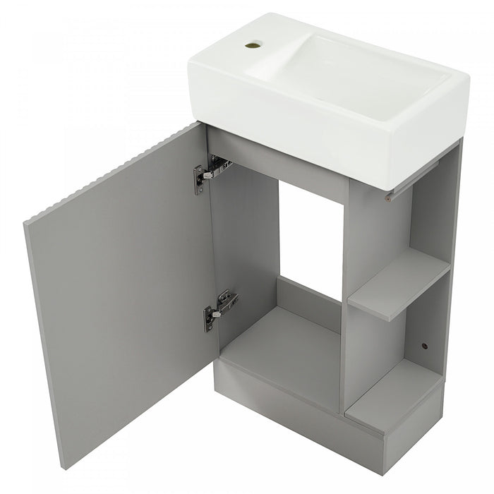 Ethan 18.6\" Bathroom Vanity with Sink and Adjustable Shelf, Grey