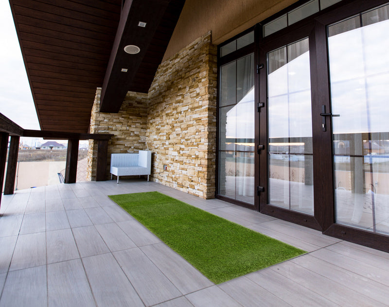 Contemporary 4'0\" x 6'0\" Faux Grass Rug in Green Outdoor Area Rug