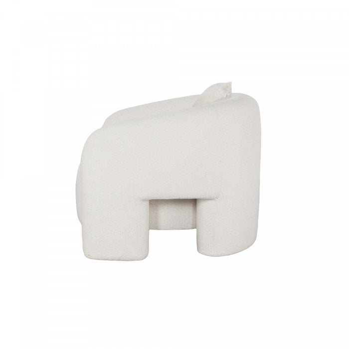 Sylvia Modern Glam Tweed Lounge Chair in Ivory