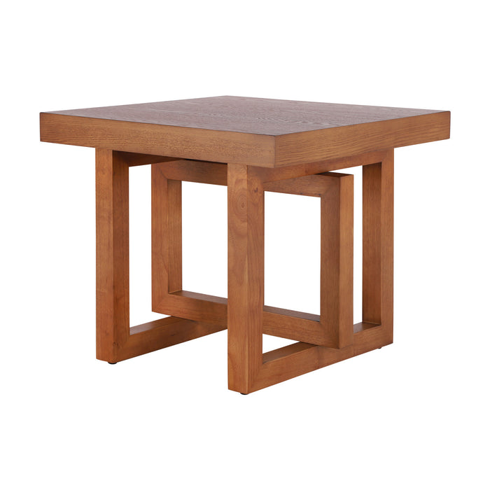 Ethan Rustic Solid Rubberwood End Table,Beige