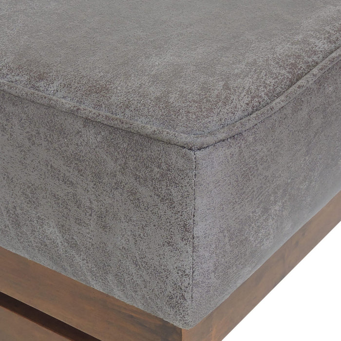 Harrison Large Ottoman Coffee Table with Faux Leather and Storage Function - Grey