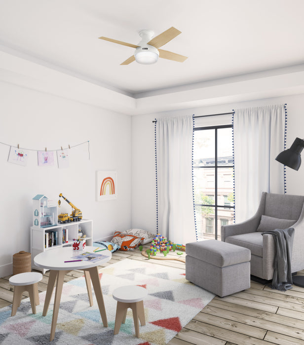 Dempsey Low Profile Ceiling Fan with Light Fixture - White