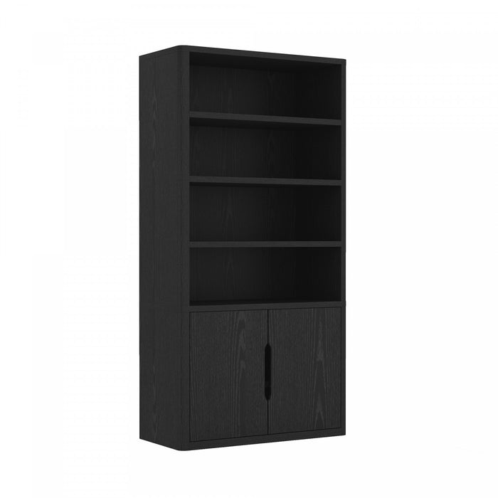 Rivington Modern 40\" Bookcase Cabinet in Black - Set of 2