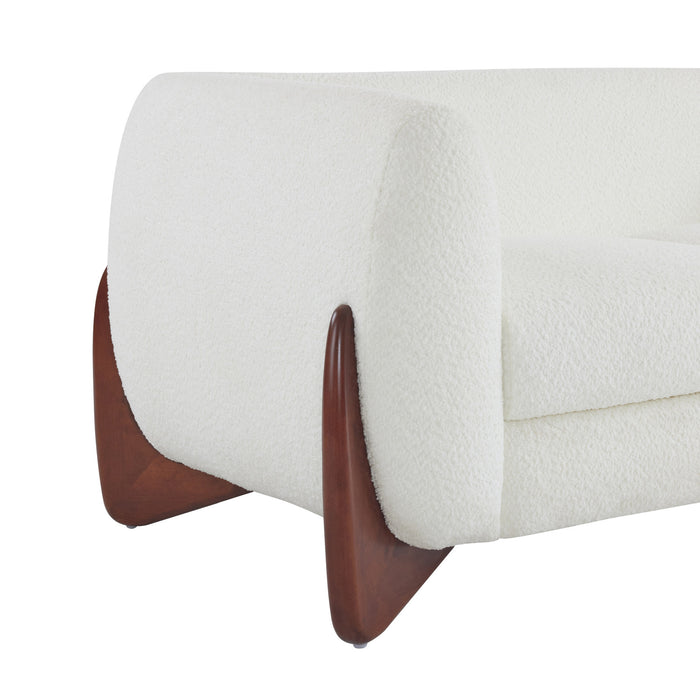 Lillian Solid Wood Modern Boucle Upholstered Loveseat Comfort Seating,Beige