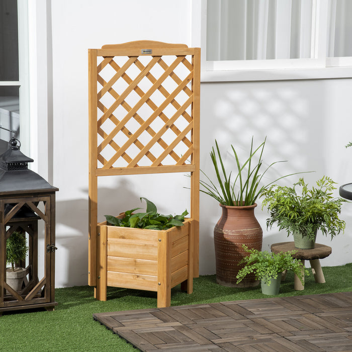 Outsunny Raised Garden Bed, Wood Planter With Trellis For Vine Climbing, To Grow Vegetables, Herbs, And Flowers For Backyard, Patio, Deck, Brown