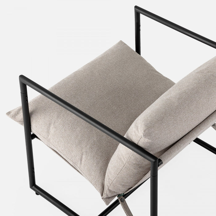 Aidan Metal Frame Sling Accent Chair with Cushions - Oatmeal