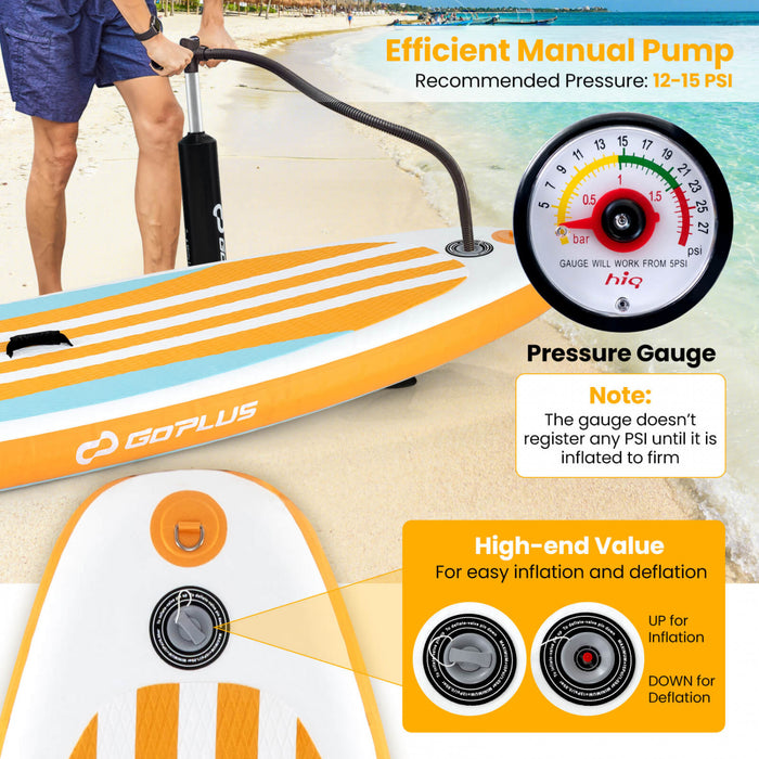 Goplus Small Inflatable Sup Board, Portable Paddle Board With 5d Rings Stand Up Paddle Board For Youth & Adult Orange