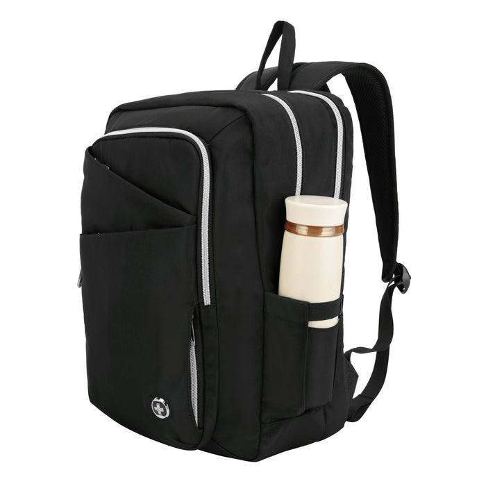 Swissdigital KATY Rose Platinum Backpack – 16\" Laptop Bag, USB Charging, SDD Finder, RFID Protection, Multi-Pockets