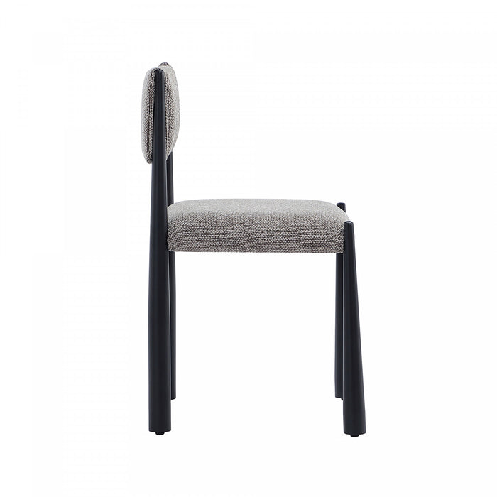Lennor Mid-Century Modern Boucle Metal Side Chair in Mushroom - Set of 2
