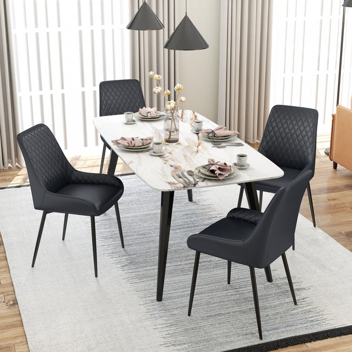 HOMCOM Dining Chairs Set of 2, PU Leather Kitchen Chairs with Steel Legs