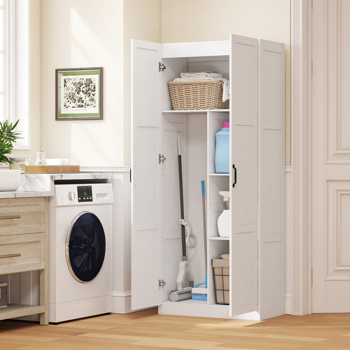 HOMCOM Kitchen Pantry Cabinet with Soft-Close Hinges Kitchen Cabinet White