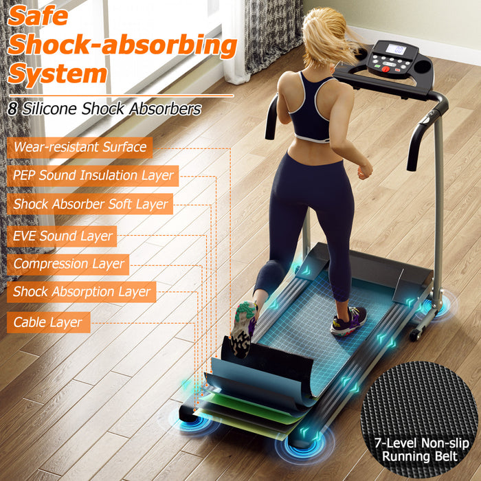 Costway 2 Hp Folding Treadmill Motorized Running Machine 12 Preset Program & Lcd Display Black