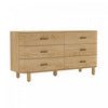 Solara Contemporary 68" Solid Wood Dresser in Natural Oak (6-Drawer) | Commode contemporaine Solara 68" en bois massif chene naturel (6 tiroirs)