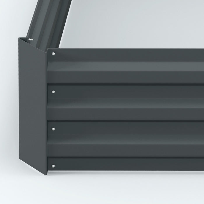 Outsunny 39\" X 39\" X 12\" Set Of 2 Raised Garden Bed, Elevated Planter Box With Galvanized Steel Frame For Growing Flowers, Herbs, Succulents, Dark Grey
