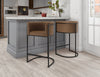 Cosmopolitan Mid-Century Modern Metal Upholstered Counter Stool in Chestnut | Tabouret de comptoir moderne du milieu du siecle en metal et tissu, finition chataigne