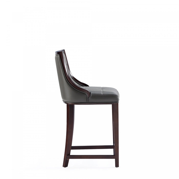 Fifth Avenue Traditional Wood Upholstered Counter Stool in Graphite - Set of 2