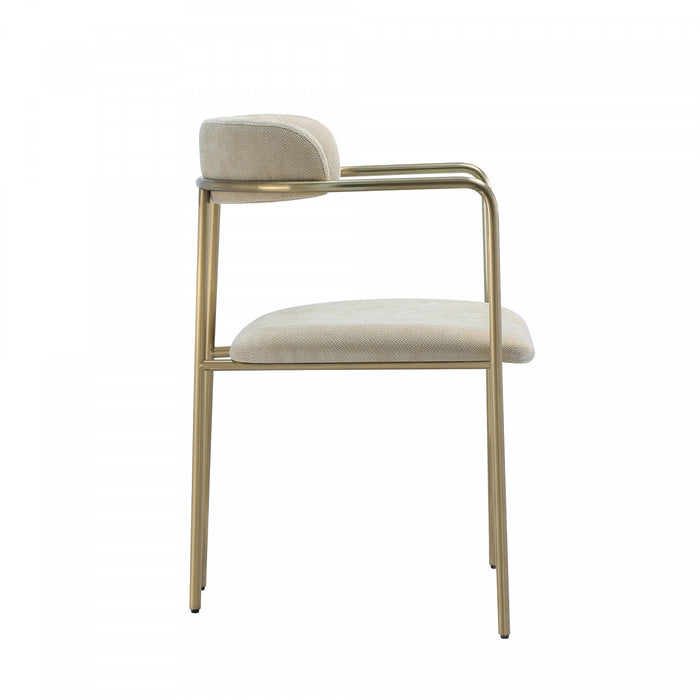 Serene Mid-Century Modern Metal Upholstered Dining Chair in Taupe