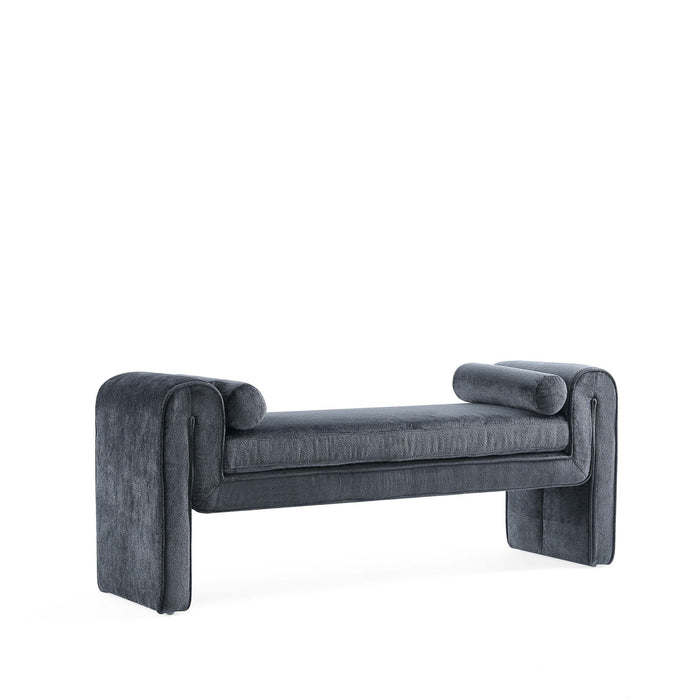 Concord Modern Glam Chenille Accent Bench in Black