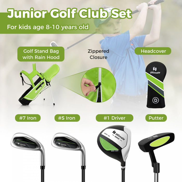 Ultimate Kids Golf Practice Set Junior Complete Golf Club Set For Kids Age 8-10 Years Old Green