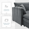 Nimbus 103 Inch Chenille Modular Sectional Sofa with Ottoman and Double Cushions, Dark Gray | Nimbus Canape Sectionnel Modulaire en Chenille 103 po avec Ottoman et Double Coussin, Gris Fonce