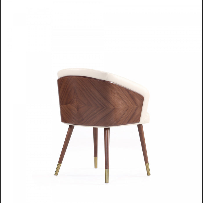 Reeva Modern Wood Vegan Leather Dining Chair in Cream - Set of 2