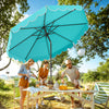 Costway 10 FT Patio Umbrella with Crank Tilt Adjustment Ruffles Vented Top 8 Ribs Blue