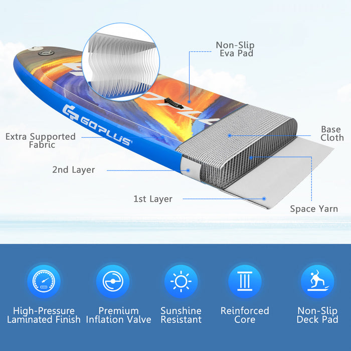 Goplus 11' Inflatable Stand Up Paddle Board Sup Surfboard W/pump Aluminum Paddle