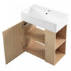 Camille Floating Bathroom Vanity with Ceramic Sink and Right Side Storage, Natural | Camille Meuble de salle de bain flottant avec vasque en ceramique et rangement cote droit, Naturel