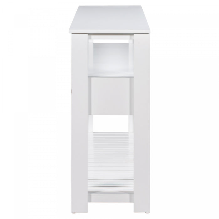 Ava 62.2'' Large Entryway Table with Drawers and Open Shelves,White Sofa Table