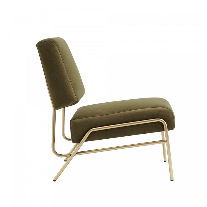 Serenity Contemporary Modern Metal Upholstered Lounge Chair in Forest Green