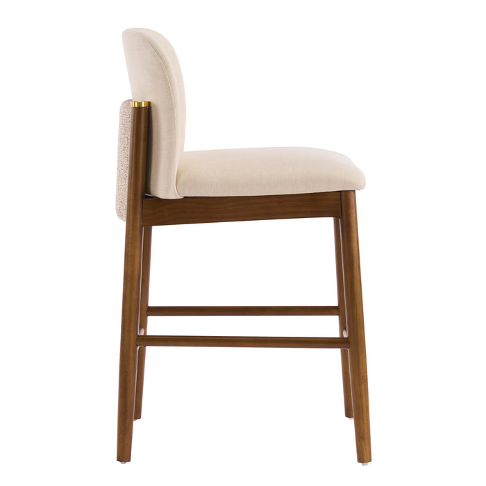 Lois Rubber Wood Counter Stool Set of 4 with Upholstered Seat and Footrest,Beige