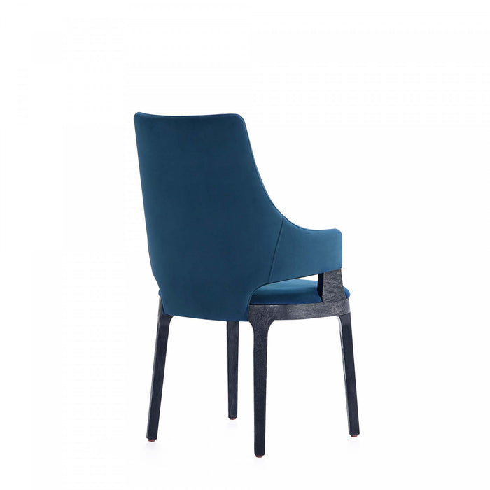 Kara Modern Wood Upholstered Dining Chair in Blue - Set of 2