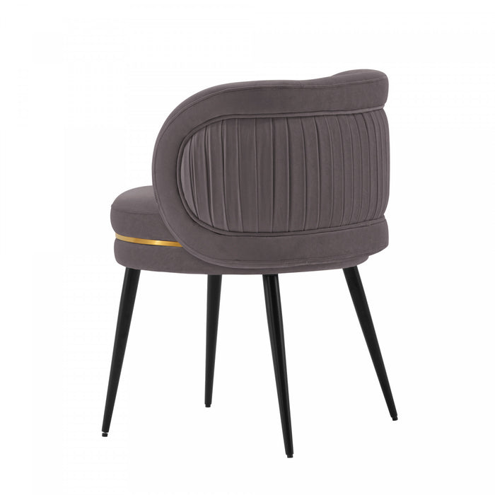 Kaya Modern Wood Velvet Dining Chair in Gray - Set of 2