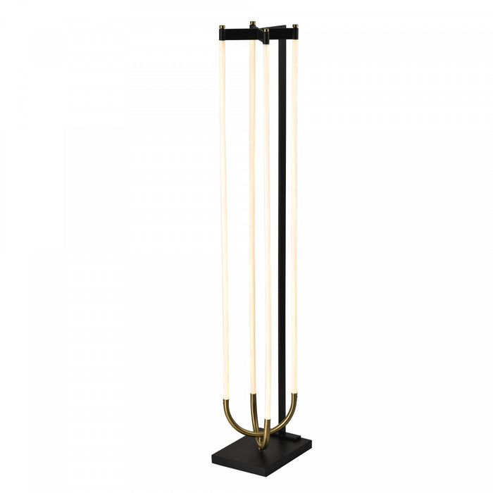 Cascata Integrated Led Floor Lamp, Black And Brushed Brass