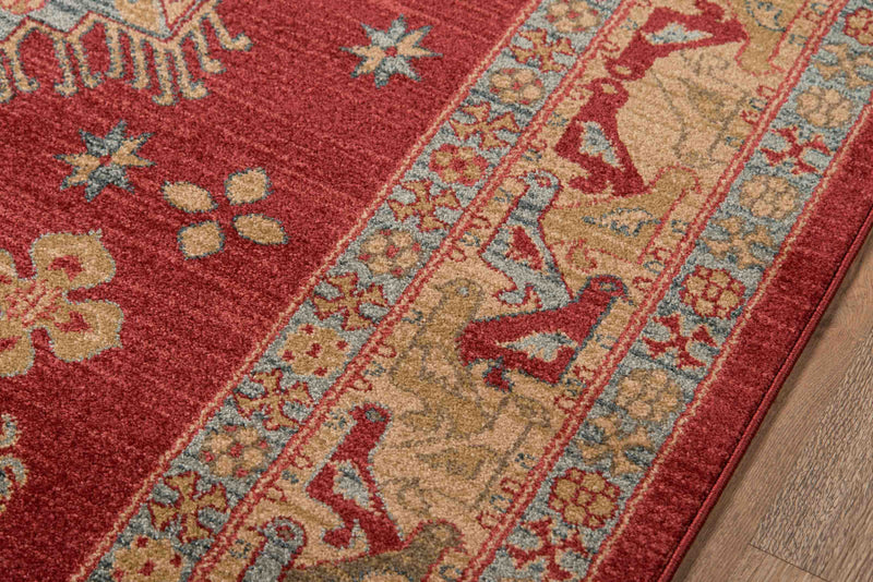 Mila Traditional 7'10\" x 9'10\" Area Rug in Red Indoor Area Rug