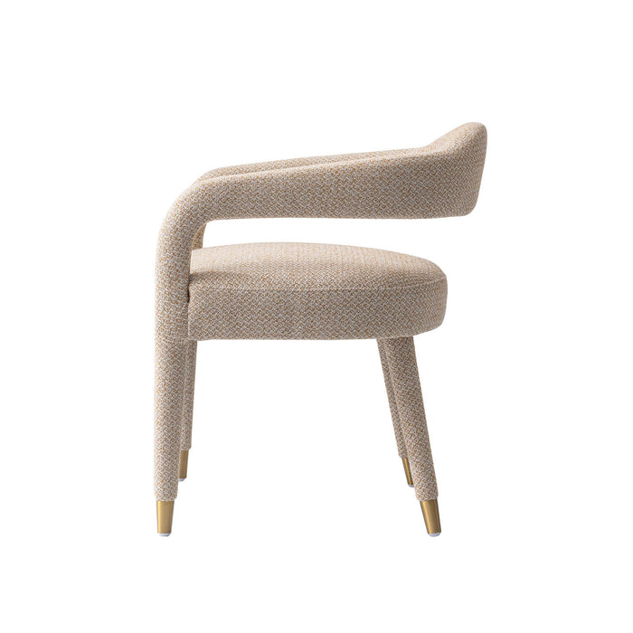Aspen Mid-Century Modern Upholstered Tweed Armchair in Gold Dust - Set of 2