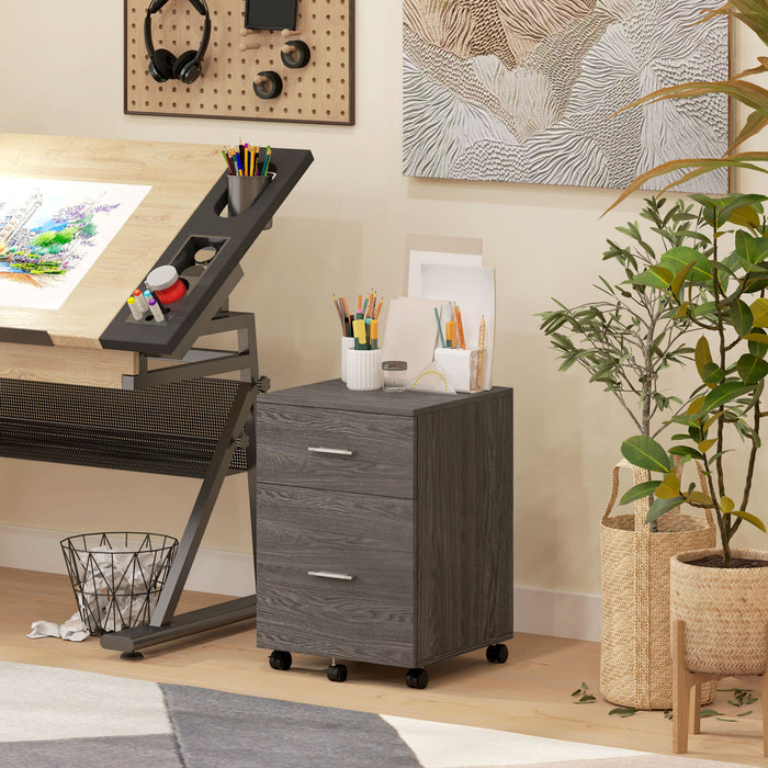 Vinsetto Mobile File Cabinet, 2-Drawer Filing Cabinet with Wheels, Grey