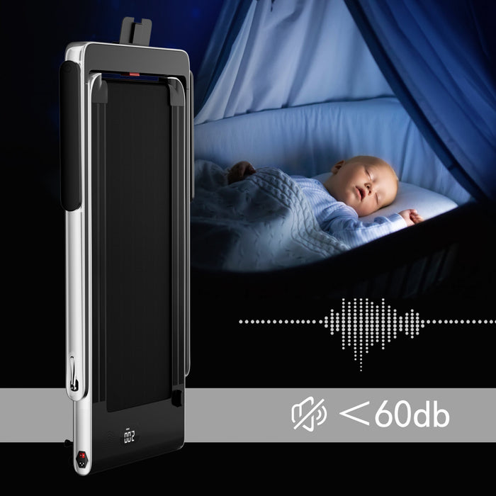 Superfit 2.25hp 2 In 1 Folding Treadmill W/ Speaker Remote Control App Silver