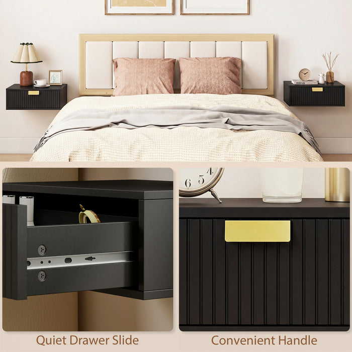 HOMCOM Floating Nightstands Set of 2, Bedside Tables Black