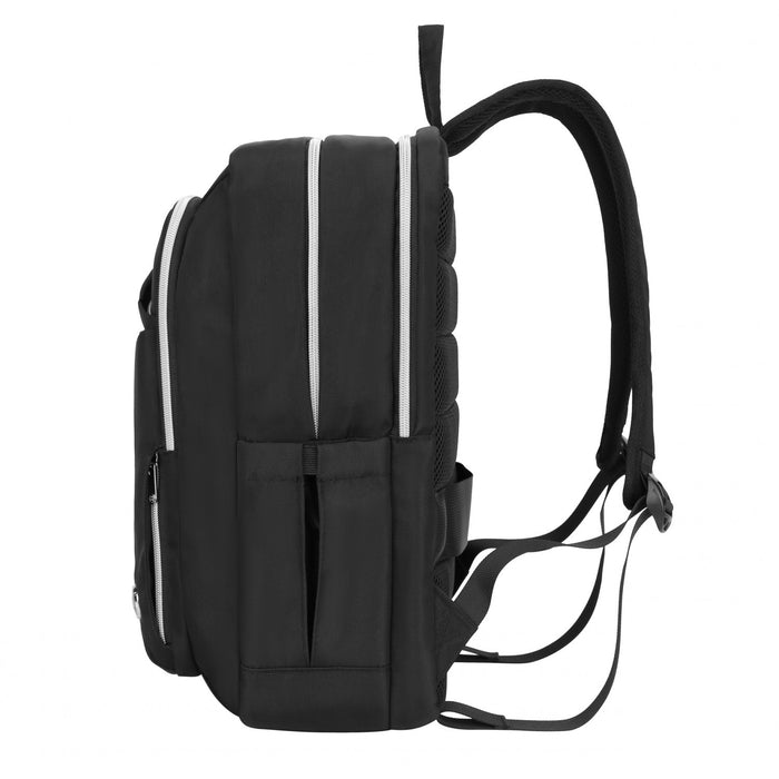 Swissdigital Design Smart Backpack KATY ROSE - Rucksack with Integrated Charging Port - Black Platinum